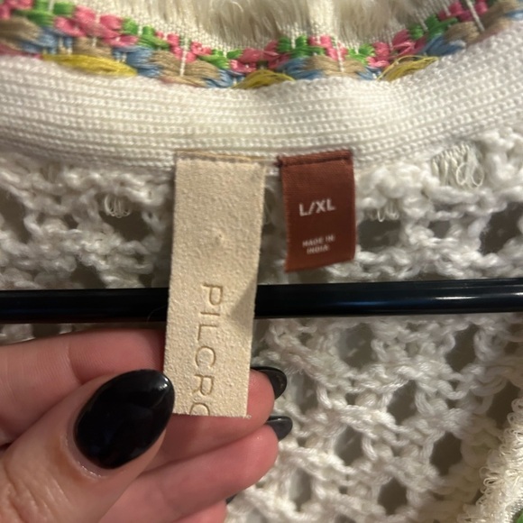 Pilcro Cream Cardigan with Chunky Knit and Decorative Trim - Picture 2 of 7